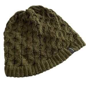 Seirus Olive Green Wool Blend Cable Knit Fleece Lined Hat Adult OS Ski Outdoors